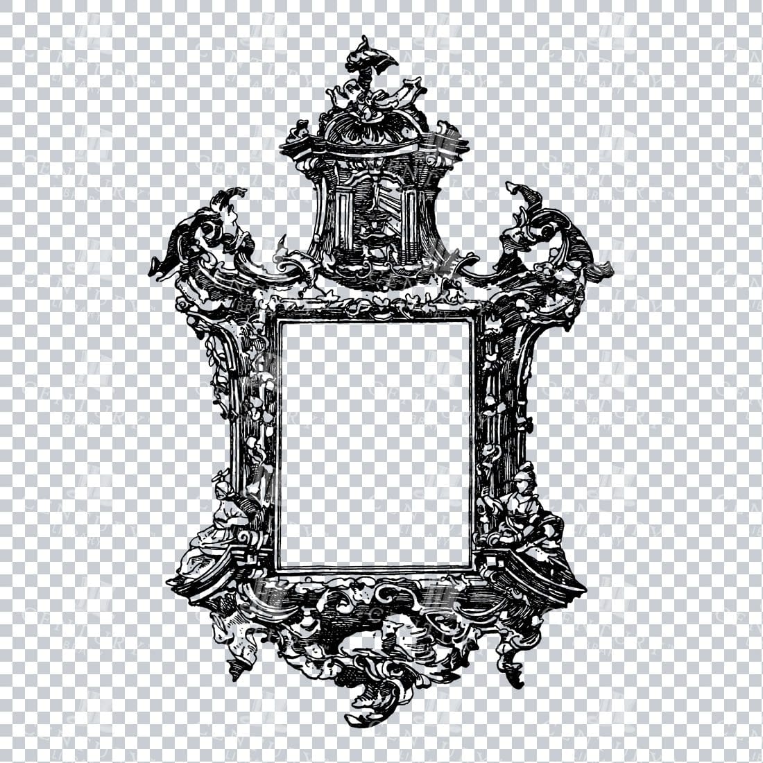 Vintage Decorative Line Art Illustration - Floral - Border - Frame - Pattern No.235