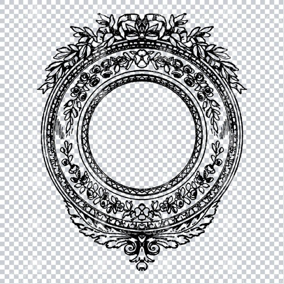 Vintage Decorative Line Art Illustration - Floral - Border - Frame - Pattern No.236