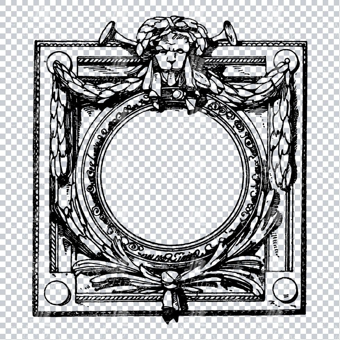 Vintage Decorative Line Art Illustration - Floral - Border - Frame - Pattern No.237