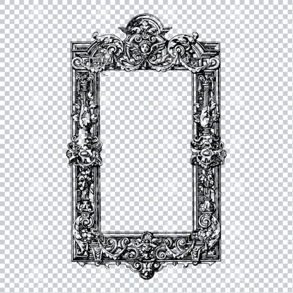 Vintage Decorative Line Art Illustration - Floral - Border - Frame - Pattern No.238