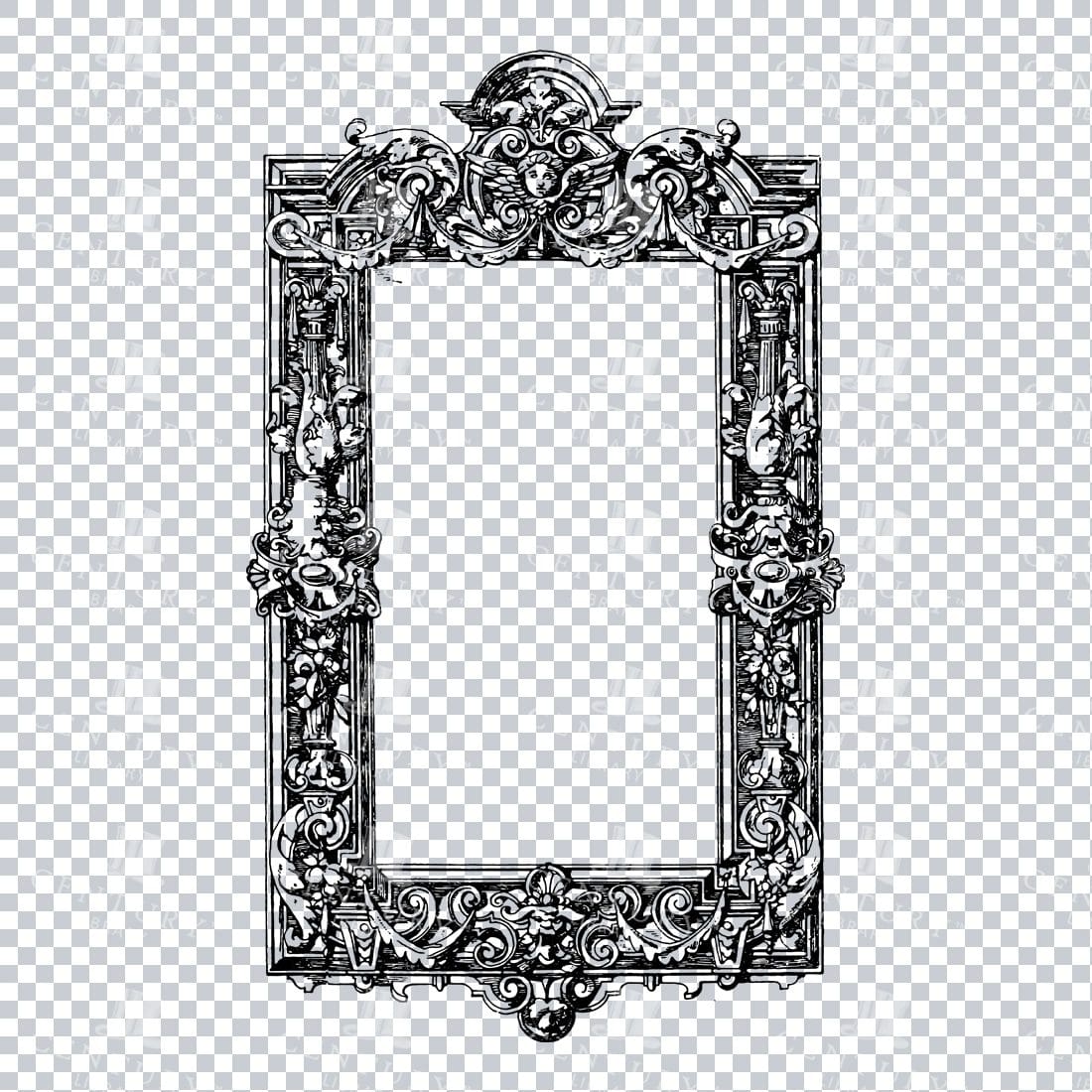 Vintage Decorative Line Art Illustration - Floral - Border - Frame - Pattern No.238