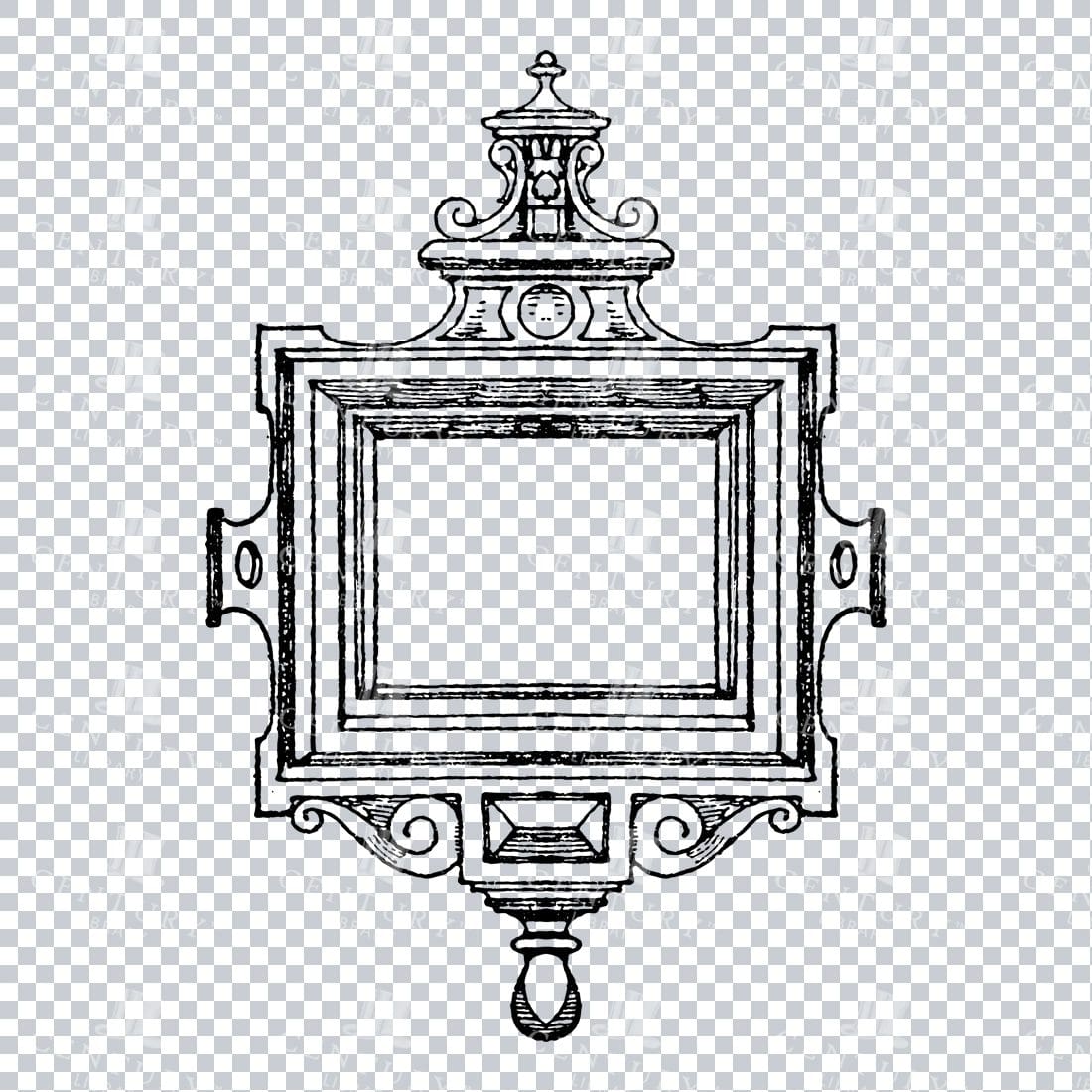 Vintage Decorative Line Art Illustration - Floral - Border - Frame - Pattern No.239
