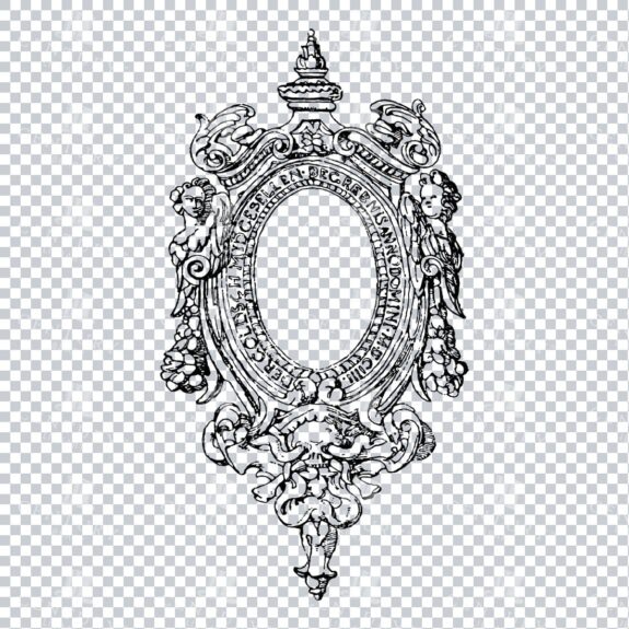 Vintage Decorative Line Art Illustration - Floral - Border - Frame - Pattern No.240