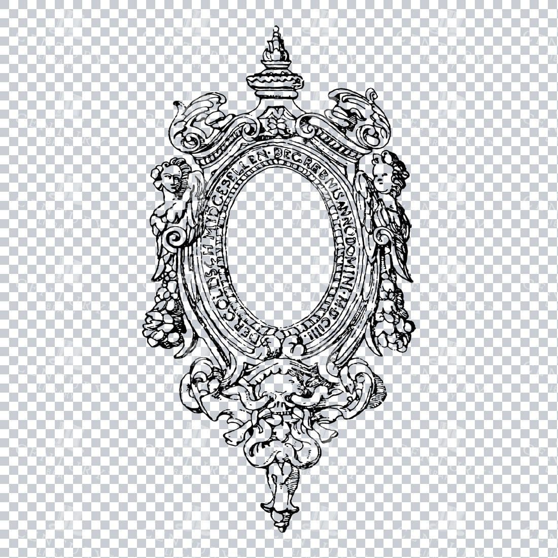 Vintage Decorative Line Art Illustration - Floral - Border - Frame - Pattern No.240