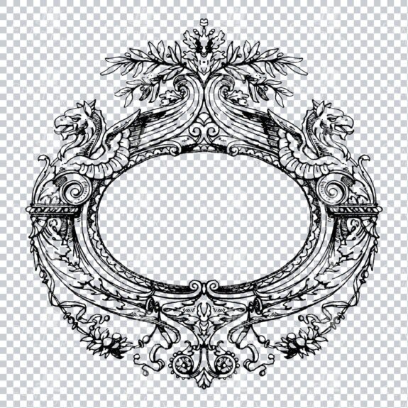 Vintage Decorative Line Art Illustration - Floral - Border - Frame - Pattern No.242