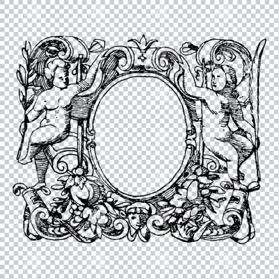 Vintage Decorative Line Art Illustration - Floral - Border - Frame - Pattern No.243