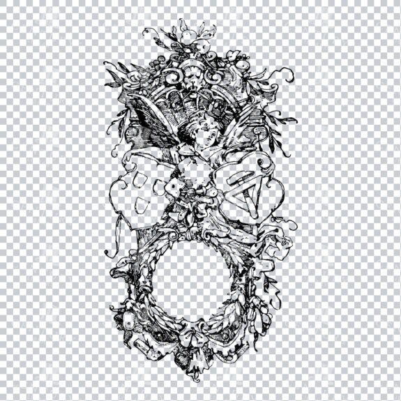 Vintage Decorative Line Art Illustration - Floral - Border - Frame - Pattern No.244