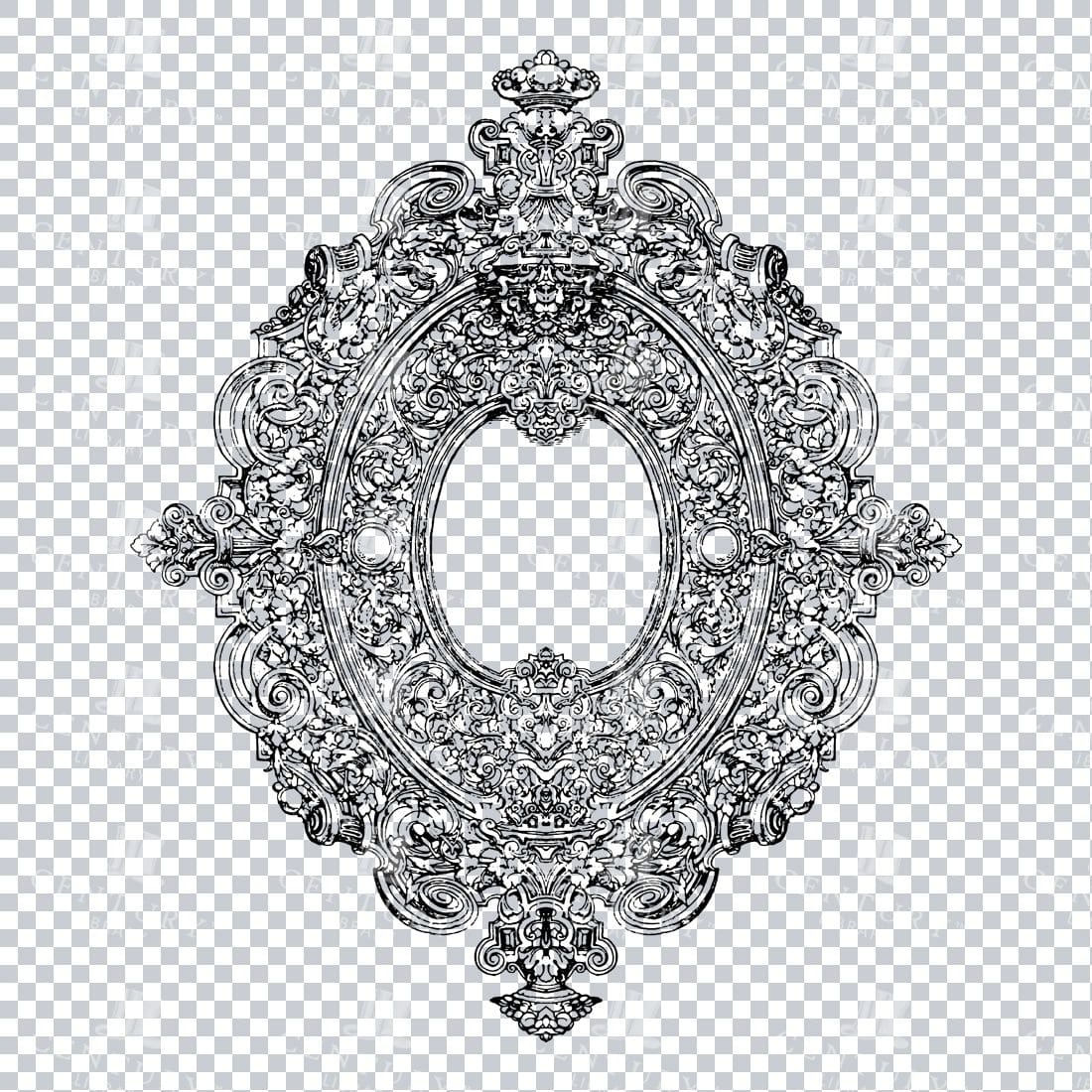 Vintage Decorative Line Art Illustration - Floral - Border - Frame - Pattern No.245