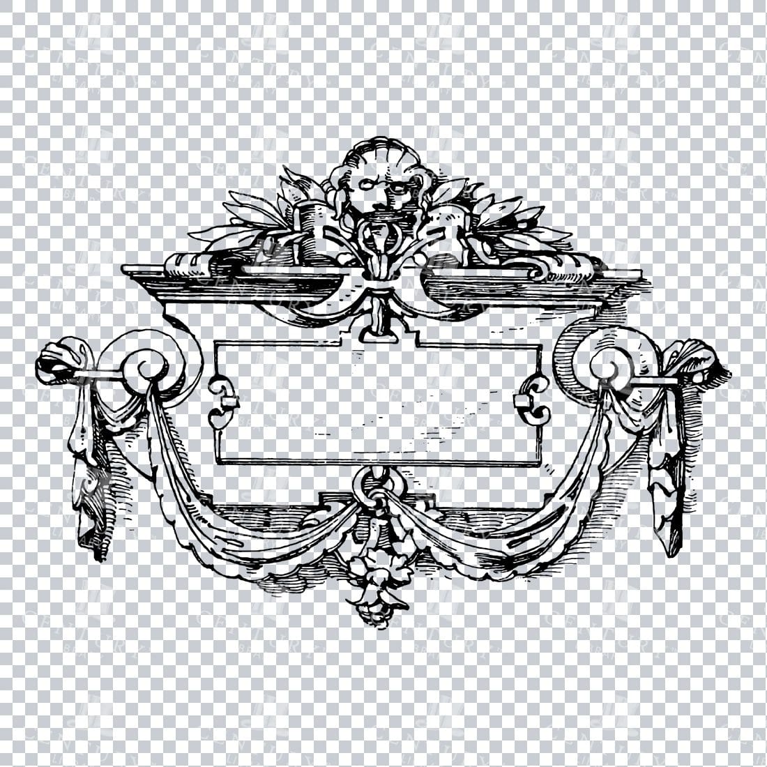 Vintage Decorative Line Art Illustration - Floral - Border - Frame - Pattern No.246
