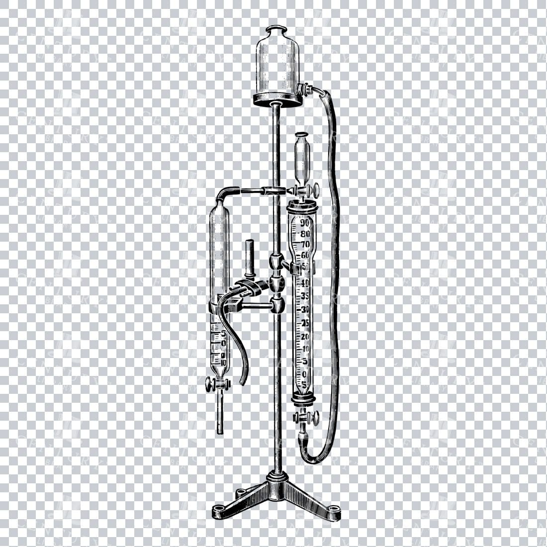 Vintage Illustration of Gas Analysis Scientific Apparatus