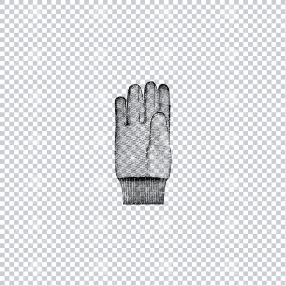 Vintage Line Art Illustration of Gardening Gloves No.1