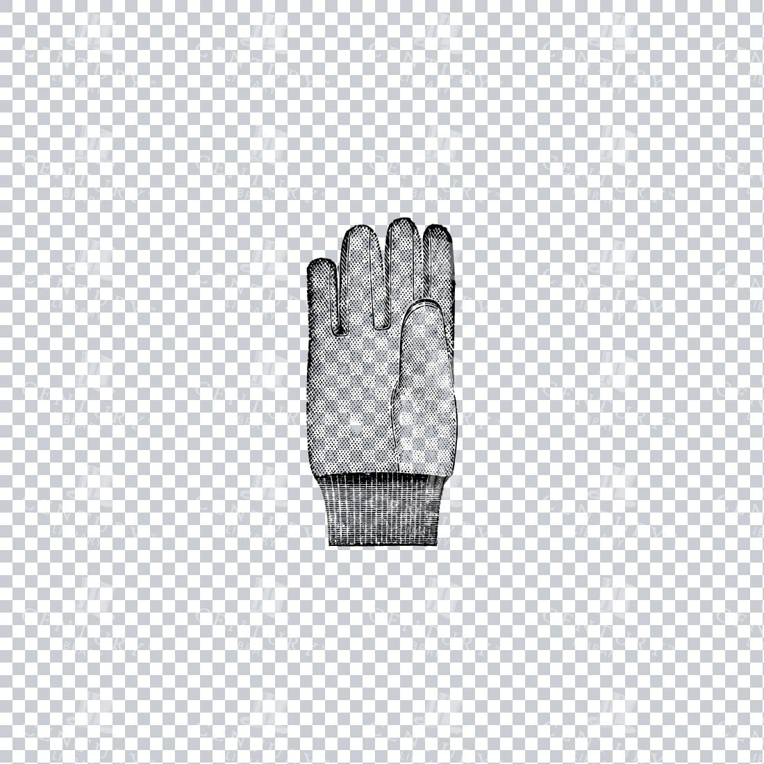 Vintage Line Art Illustration of Gardening Gloves No.1
