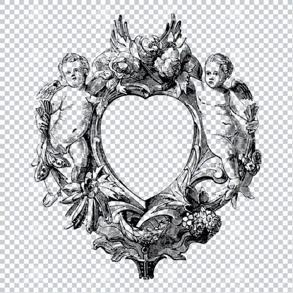 Decorative Antique Decor Frame with Flowers and Cherubs