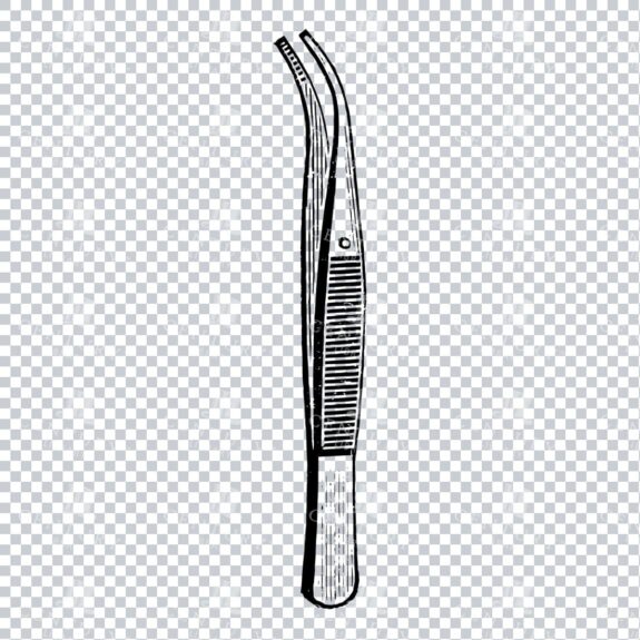 Antique Black and White Line Art Illustration of Tweezers No.1