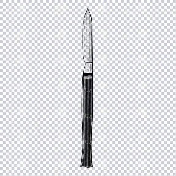 Antique Black and White Line Art Illustration of Tweezers No.4