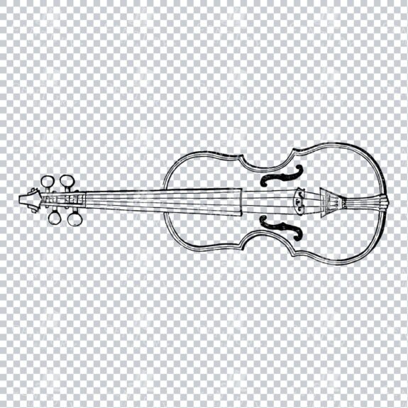 Vintage Line Art Illustration of a Violin