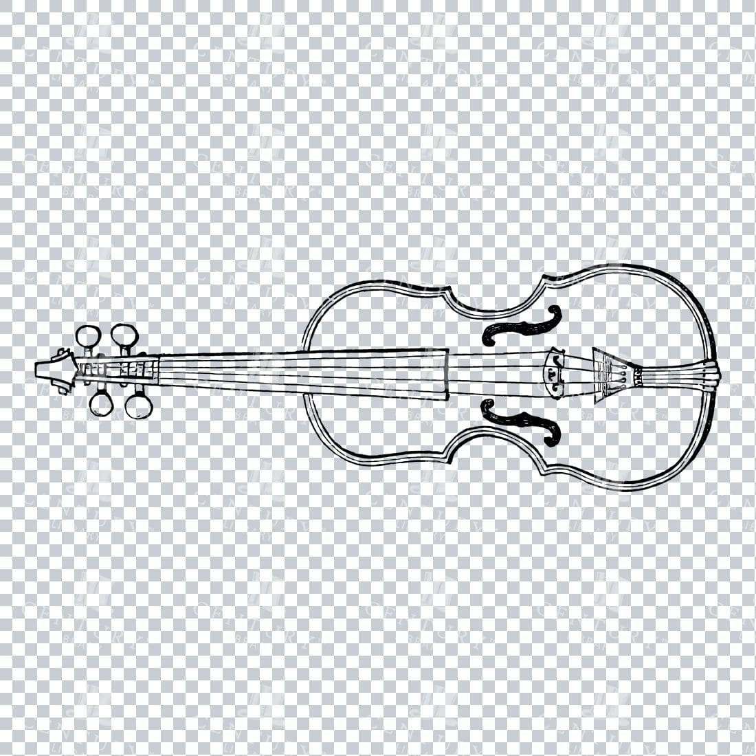 Vintage Line Art Illustration of a Violin