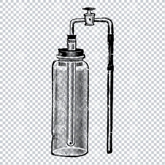 Antique Line Art Illustration of Scientific Apparatus - Jar