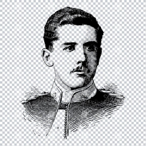 Portrait of Lieutenant Robert Ashton Dury - Antique Illustration