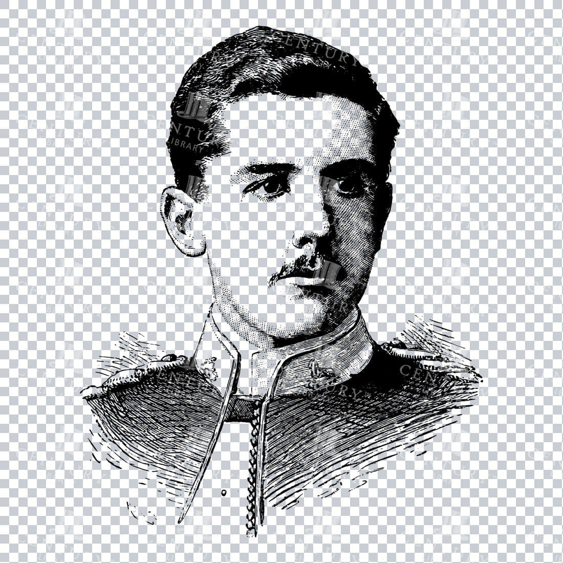 Portrait of Lieutenant Robert Ashton Dury - Antique Illustration