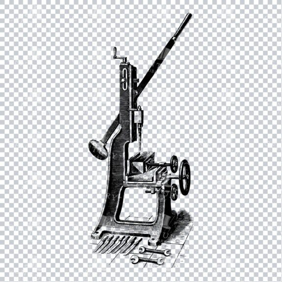 Vintage Engineering Illustration of a Pedal Powered Saw