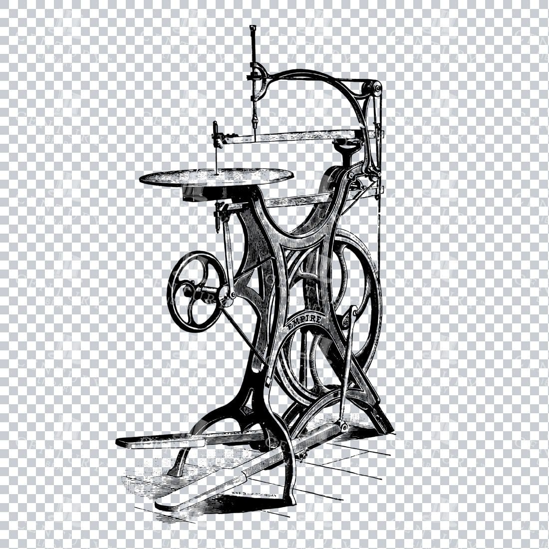 Vintage Engineering Illustration of a Hand Powered Drill Press