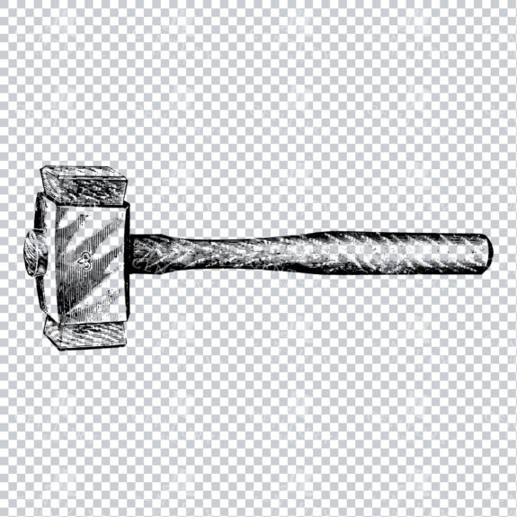Line Art Illustration of a Wooden Mallet No.1