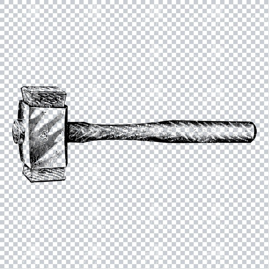 Line Art Illustration of a Wooden Mallet No.1