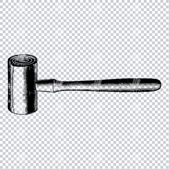 Line Art Illustration of a Wooden Mallet No.2