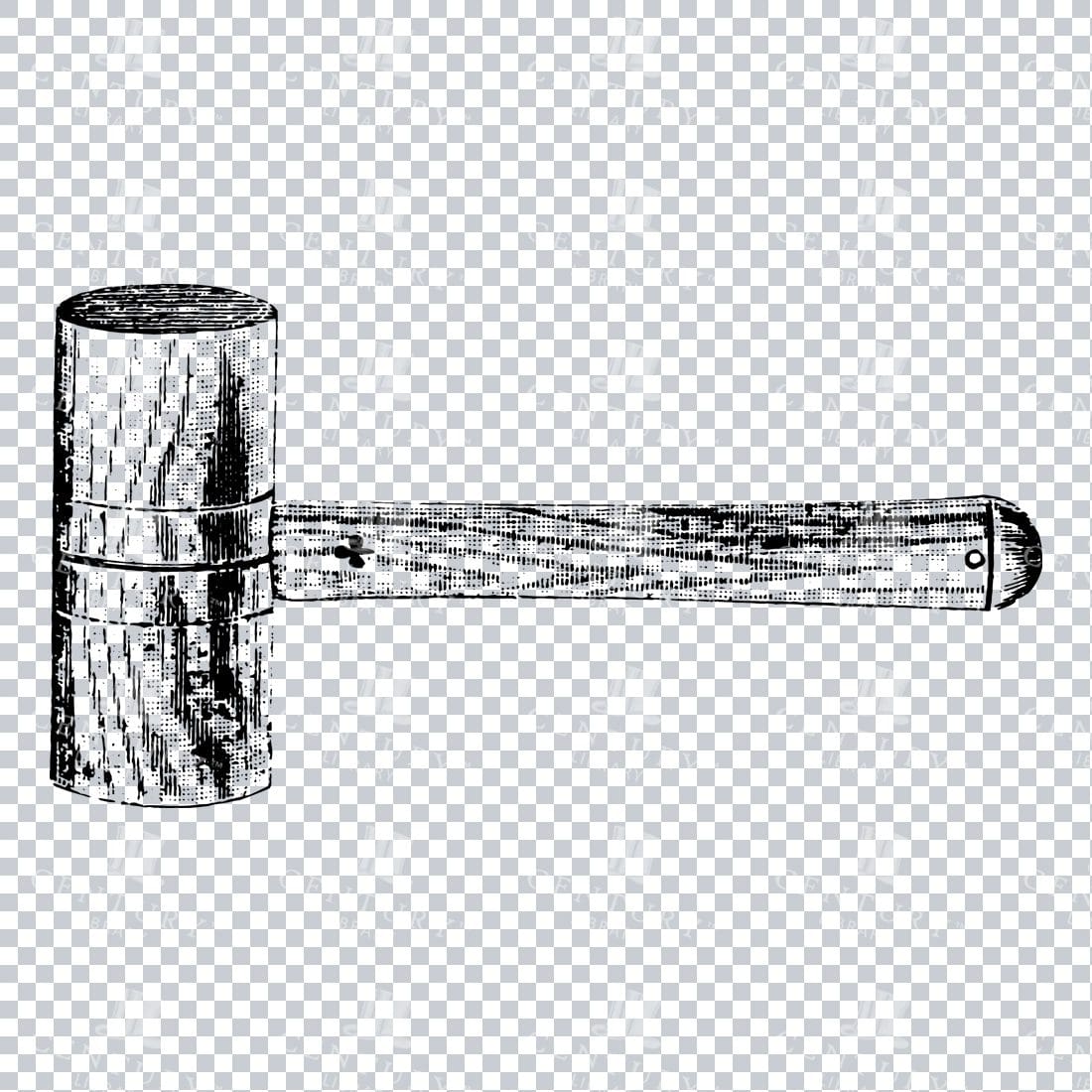 Line Art Illustration of a Wooden Mallet No.3