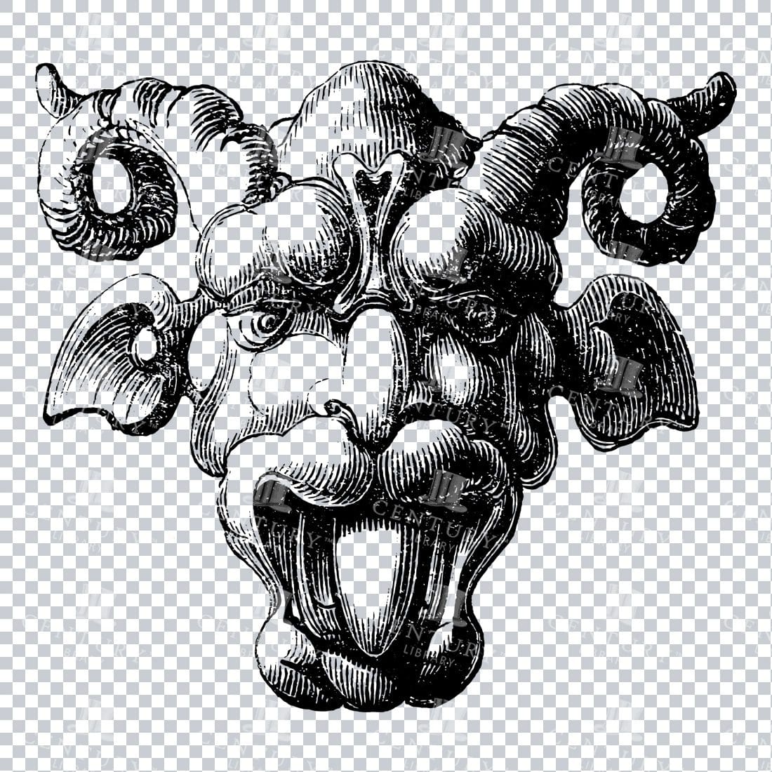 Illustration of a Grotesque Mask Design No.3