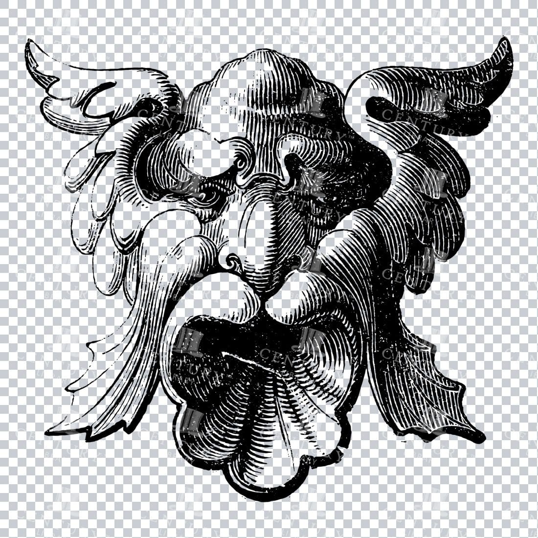 Illustration of a Grotesque Mask Design No.4