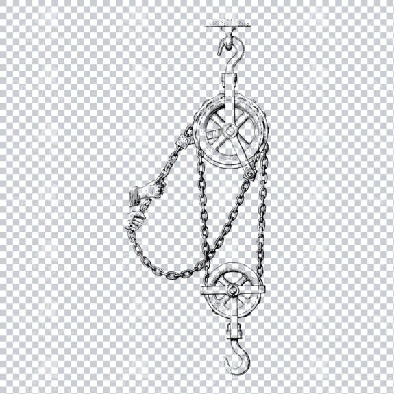 Vintage Line Art Mechanical Blueprint Illustration No.2