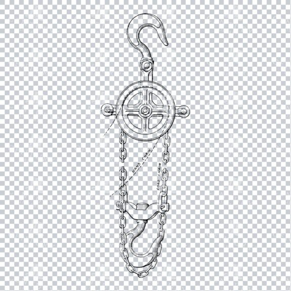 Vintage Line Art Mechanical Blueprint Illustration No.4