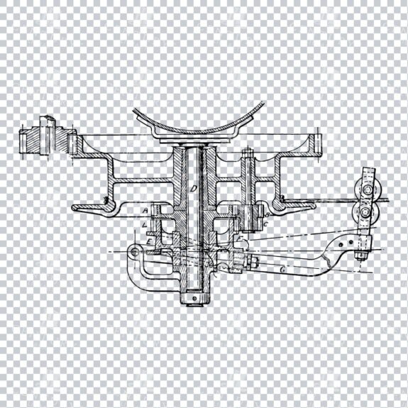 Vintage Line Art Mechanical Blueprint Illustration No.5