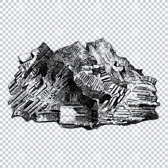 Antique Line Art Engraving Illustration - Mineralogy - Crystals - Precious Stones - No.1