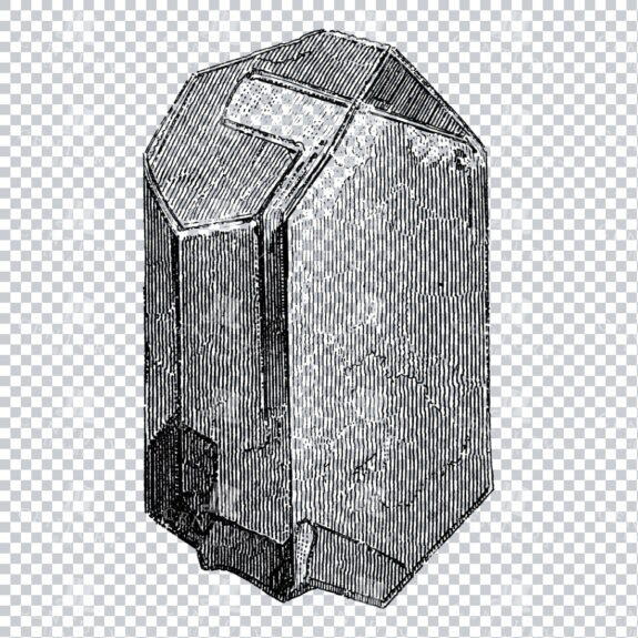 Antique Line Art Engraving Illustration - Mineralogy - Crystals - Precious Stones - No.2