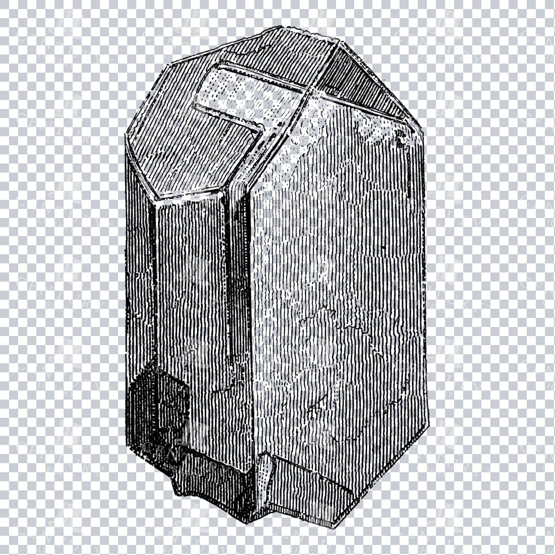 Antique Line Art Engraving Illustration - Mineralogy - Crystals - Precious Stones - No.2