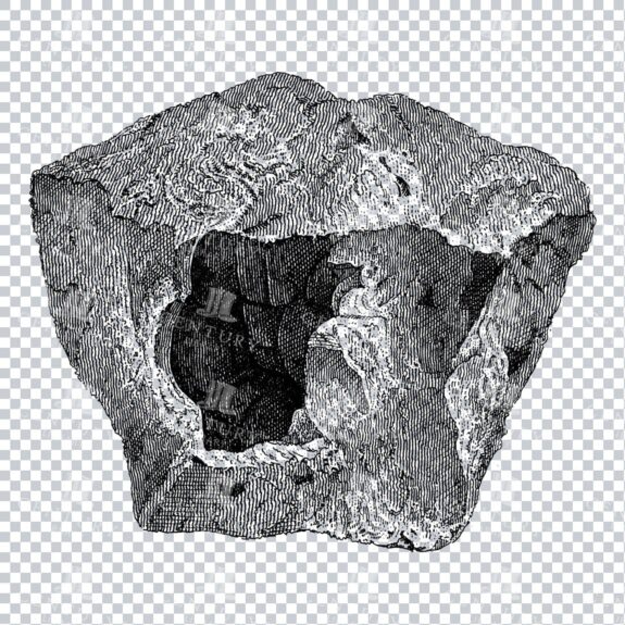 Antique Line Art Engraving Illustration - Mineralogy - Crystals - Precious Stones - No.3