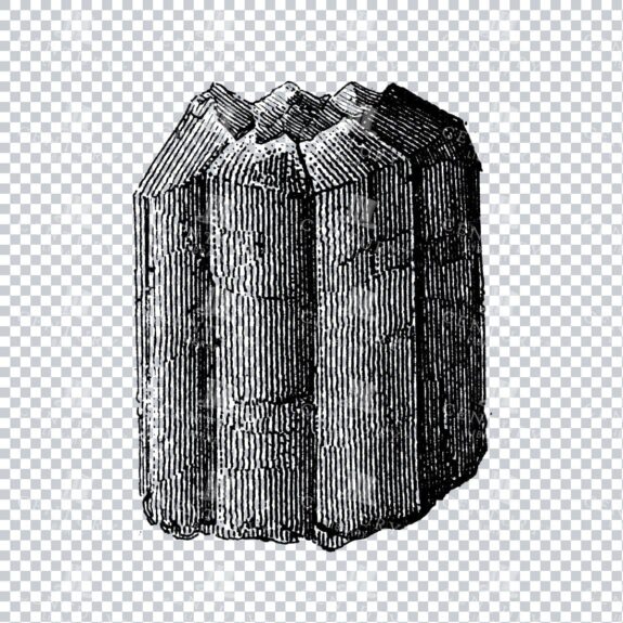 Antique Line Art Engraving Illustration - Mineralogy - Crystals - Precious Stones - No.9