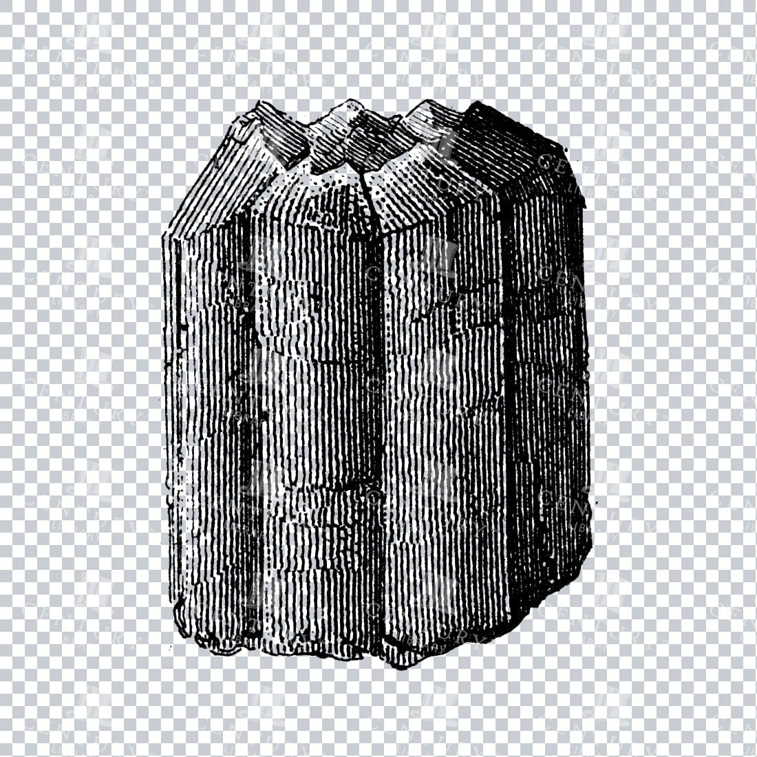 Antique Line Art Engraving Illustration - Mineralogy - Crystals - Precious Stones - No.9