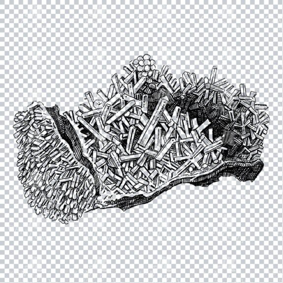 Antique Line Art Engraving Illustration - Mineralogy - Crystals - Precious Stones - No.11