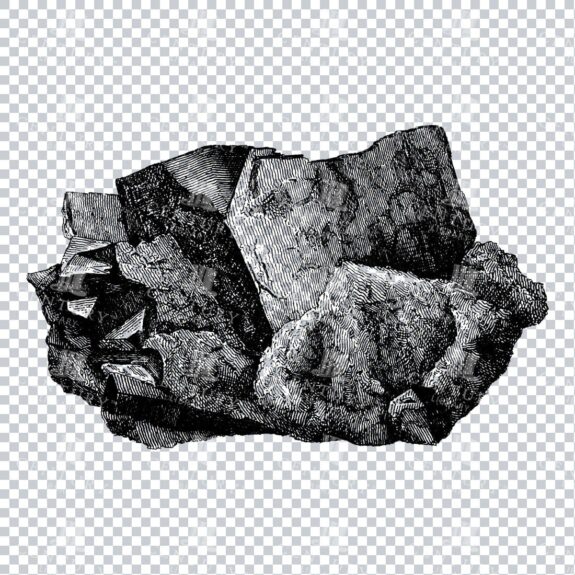 Antique Line Art Engraving Illustration - Mineralogy - Crystals - Precious Stones - No.26