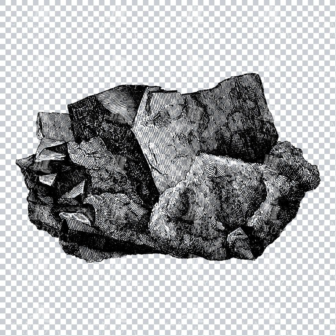 Antique Line Art Engraving Illustration - Mineralogy - Crystals - Precious Stones - No.26