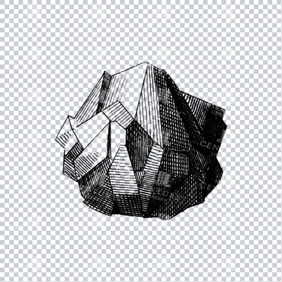 Antique Line Art Engraving Illustration - Mineralogy - Crystals - Precious Stones - No.31