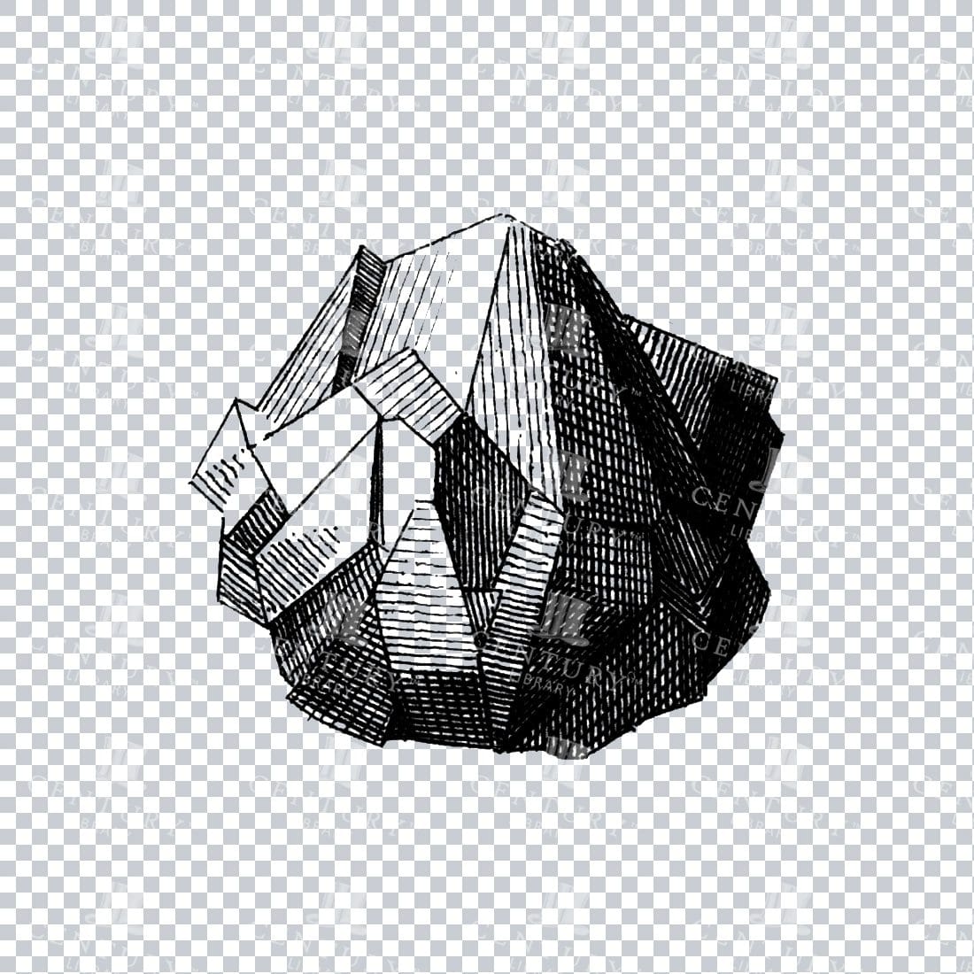 Antique Line Art Engraving Illustration - Mineralogy - Crystals - Precious Stones - No.31
