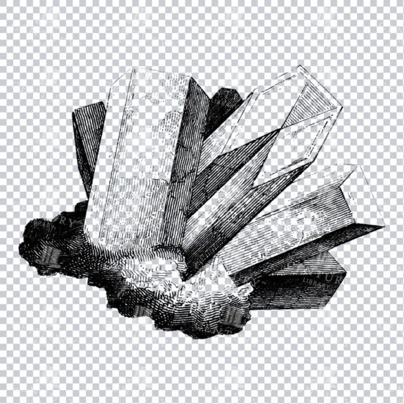 Antique Line Art Engraving Illustration - Mineralogy - Crystals - Precious Stones - No.33