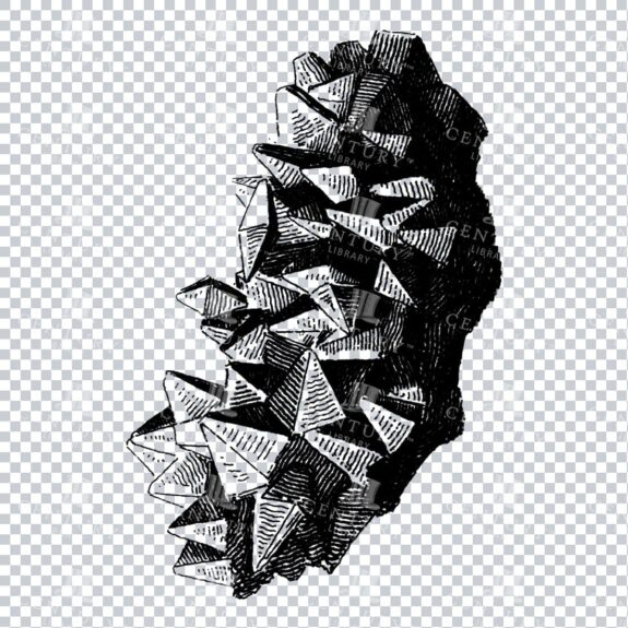 Antique Line Art Engraving Illustration - Mineralogy - Crystals - Precious Stones - No.35