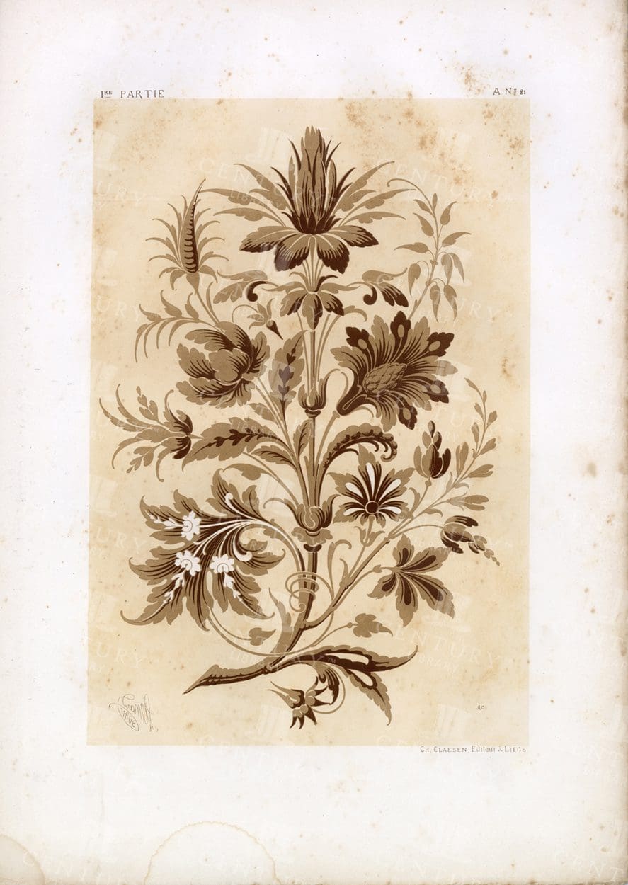 RARE Decorative Arts Print - Design for Wall hanging - Vintage 1866