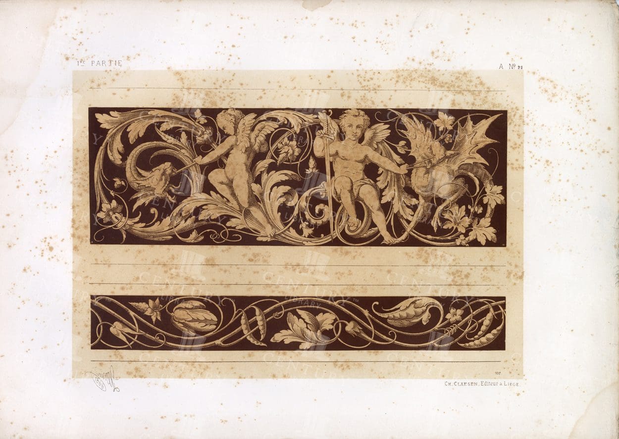 ANTIQUE Decorative Arts Print - Friezes for Painting and Ceramics